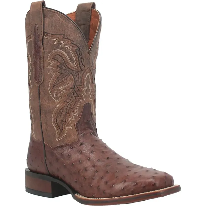 Dan Post Alamosa -Mens Ostrich Skin Leather Cowboy Boots (Chocolate) sold by Hat Country