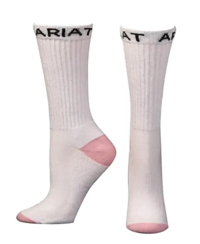 Ariat Crew Boot White/Pink - Women's Socks sold by Hat Country