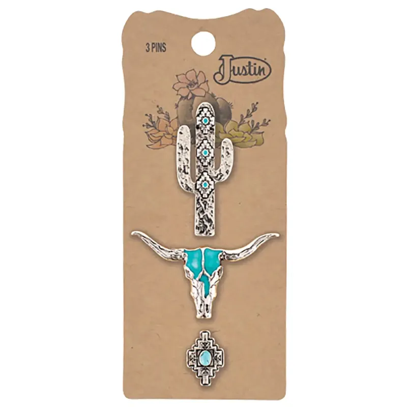 Justin Turquoise Desert - 3 Pc Enamel Pin Set made by Justin Boots
