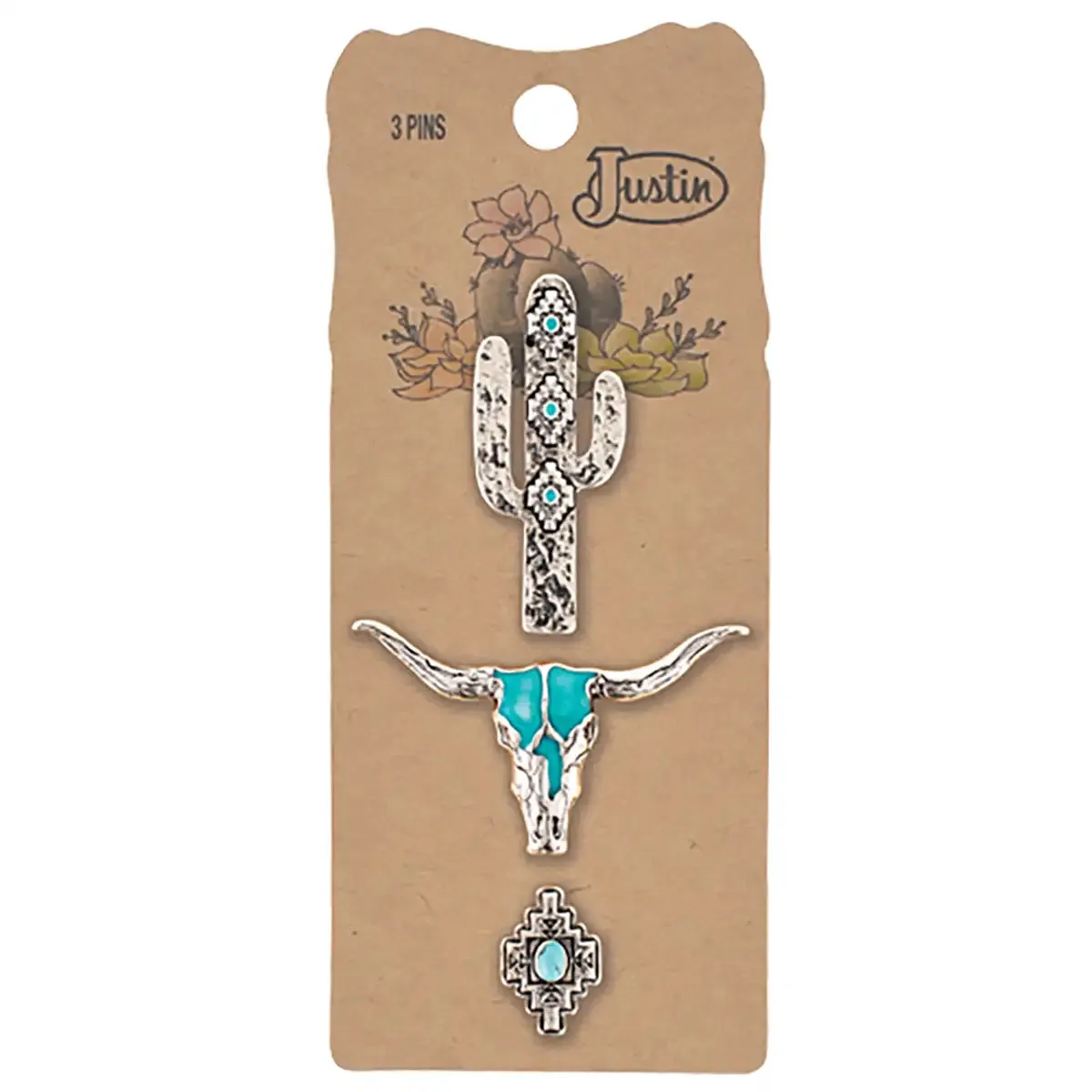 Justin Turquoise Desert - 3 Pc Enamel Pin Set sold by Hat Country