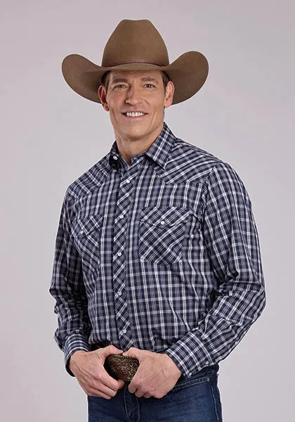Roper 2900 Pointed Plaid (Navy) - Men's Western Shirt sold by Hat Country