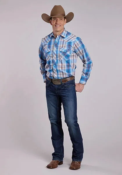 Roper 2898 Woven Plaid (Blue) - Men's Western Shirt sold by Hat Country product image thumbnail 2
