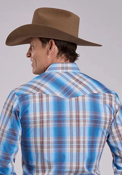 Roper 2898 Woven Plaid (Blue) - Men's Western Shirt sold by Hat Country product image thumbnail 3