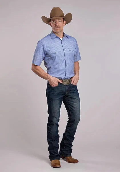 Roper 80/20 Stripes (Blue) - Men's Short Sleeve Western Shirt sold by Hat Country product image thumbnail 2
