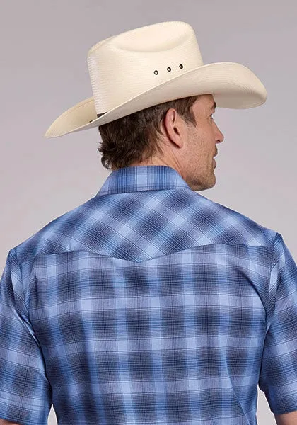 Roper 3034 Woven Plaid (Blue) - Men's Short Sleeve Western Shirt sold by Hat Country product image thumbnail 3