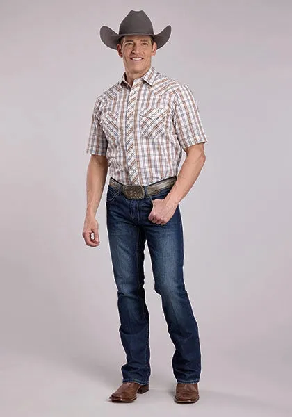 Roper 2902 Orange Plaid (Cream) - Men's Short Sleeve Western Shirt sold by Hat Country product image thumbnail 2