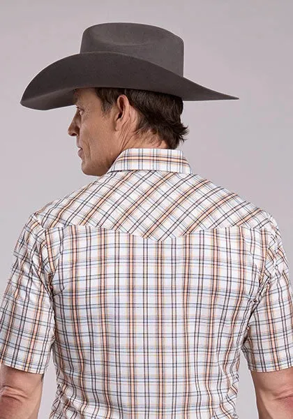 Roper 2902 Orange Plaid (Cream) - Men's Short Sleeve Western Shirt sold by Hat Country product image thumbnail 3
