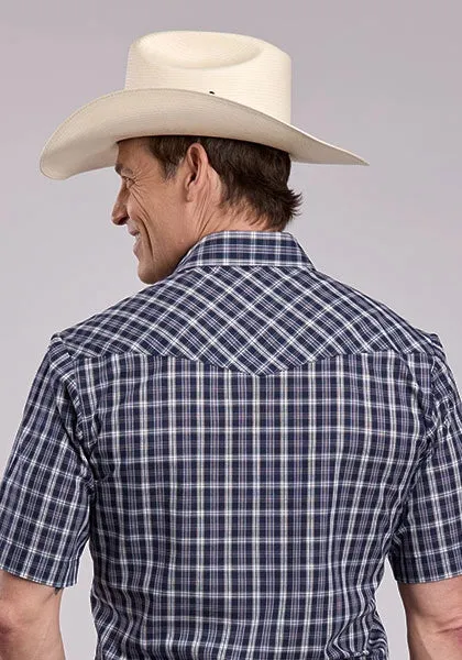 Roper 2900 Woven Plaid (Navy) - Men's Short Sleeve Western Shirt sold by Hat Country product image thumbnail 3