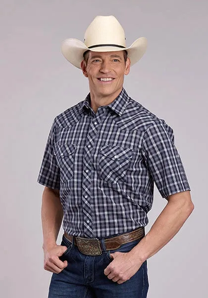 Roper 2900 Woven Plaid (Navy) - Men's Short Sleeve Western Shirt sold by Hat Country