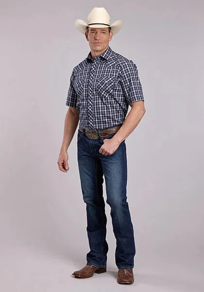Roper 2900 Woven Plaid (Navy) - Men's Short Sleeve Western Shirt sold by Hat Country product image thumbnail 2