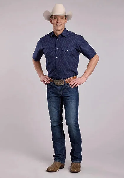 Roper 2895 Diamond Dots (Navy) - Men's Short Sleeve Western Shirt sold by Hat Country product image thumbnail 2