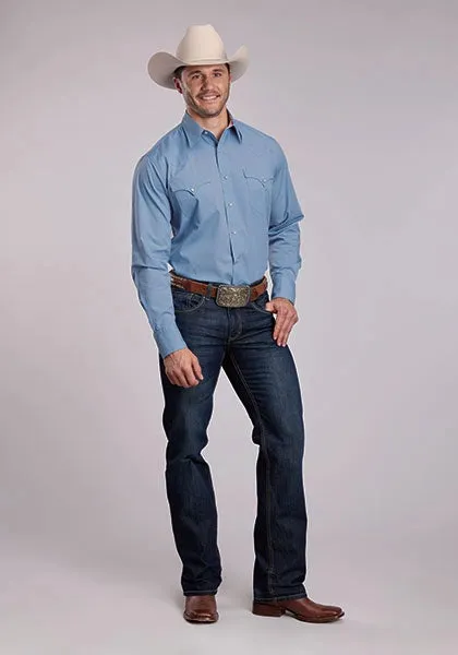 Roper 2924 Solid Poplin (Blue) - Men's Western Shirt sold by Hat Country product image thumbnail 2