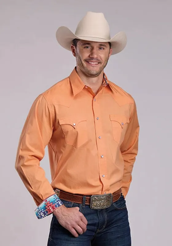 Roper 2924 Solid Poplin (Orange) - Men's Western Shirt made by Roper