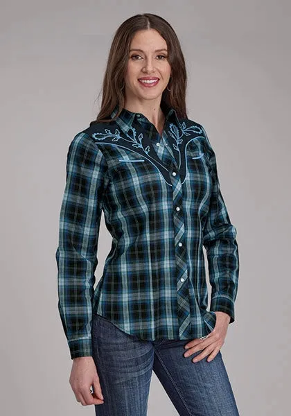 Roper 2128 Windowpane Plaid (Blue) - Women's Western Shirt sold by Hat Country