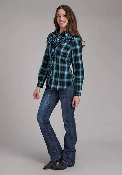 Roper 2128 Windowpane Plaid (Blue) - Women's Western Shirt sold by Hat Country product image thumbnail 2