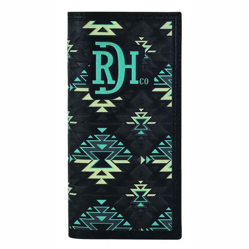 Red Dirt Hat Co Turquoise Tiles (Black) - Men's Rodeo Wallet made by Hat Country