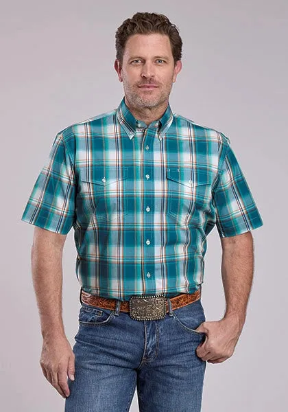 Roper 2890 Sunset Plaid (Turquoise) - Men's Short Sleeve Shirt sold by Hat Country