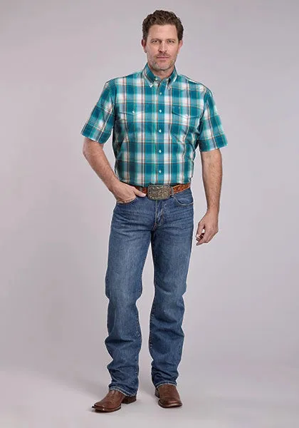 Roper 2890 Sunset Plaid (Turquoise) - Men's Short Sleeve Shirt sold by Hat Country product image thumbnail 2