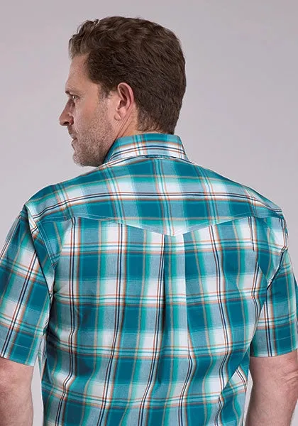 Roper 2890 Sunset Plaid (Turquoise) - Men's Short Sleeve Shirt sold by Hat Country product image thumbnail 3
