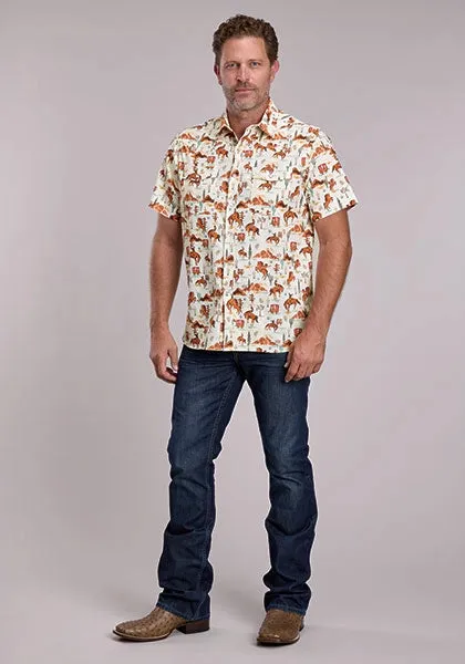 Roper 3012 Scenic Print (Orange) - Men's Short Sleeve Shirt sold by Hat Country product image thumbnail 2