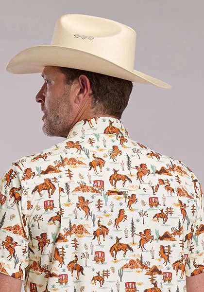 Roper 3012 Scenic Print (Orange) - Men's Short Sleeve Shirt sold by Hat Country product image thumbnail 3