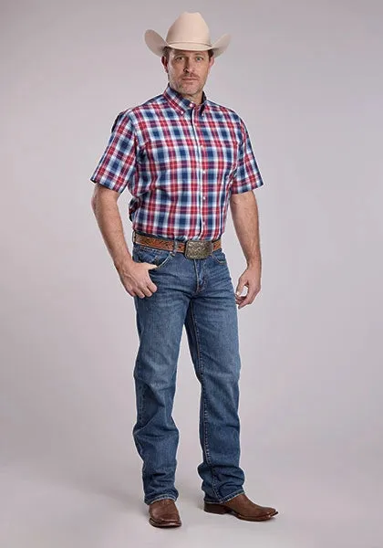 Roper 2888 American Plaid (Blue) - Men's Short Sleeve Shirt sold by Hat Country product image thumbnail 2