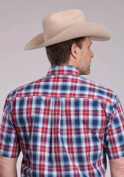 Roper 2888 American Plaid (Blue) - Men's Short Sleeve Shirt sold by Hat Country product image thumbnail 3