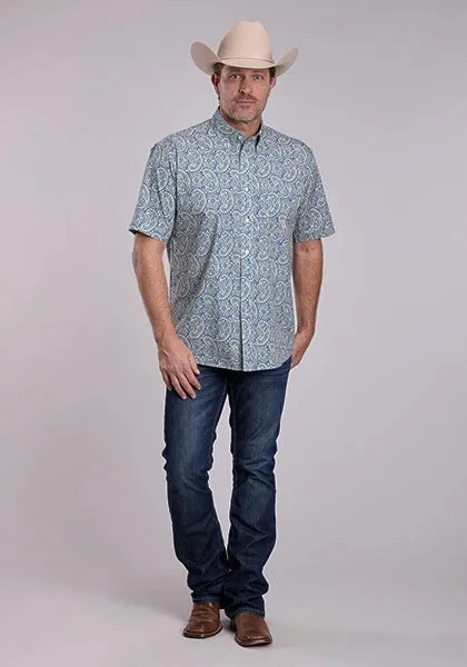 Roper 2884 Line Paisley (Blue) - Men's Short Sleeve Shirt sold by Hat Country product image thumbnail 2