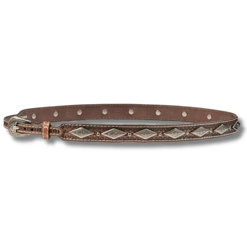 3D Triple Concho (Brown) - Leather Hat Band made by Hat Country