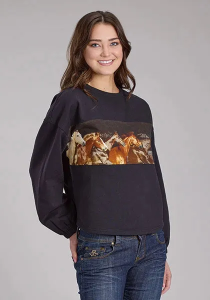 Roper 2341 Open Stables (Black) - Women's Pullover Sweatshirt sold by Hat Country