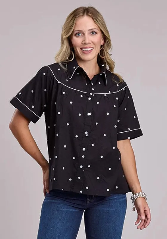 Roper 2995 Polka Dots (Black) - Women's Short Sleeve Shirt made by Roper
