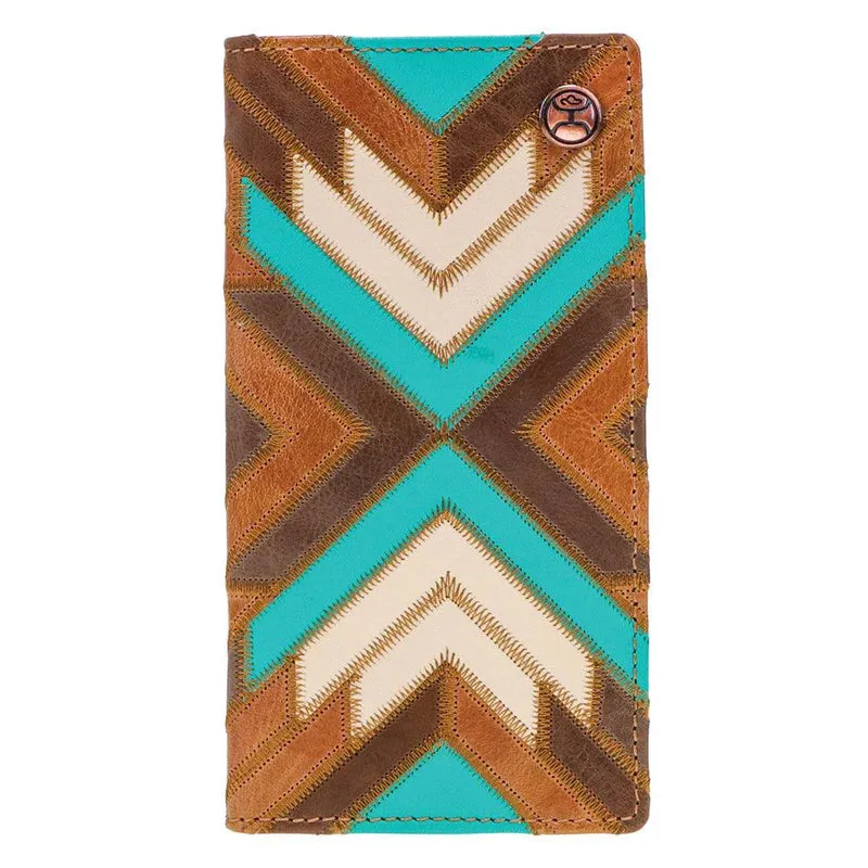 HOOey "Montezuma" Patchwork (Brown/Turquoise) - Men's Rodeo Wallet made by Hat Country