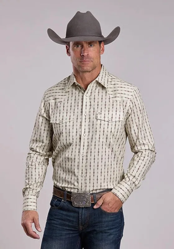 Stetson 2875 Southwest Stripe (Cream) - Men's Western Shirt made by Stetson
