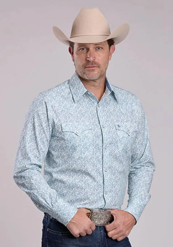 Stetson 3004 Victorian Floral (Blue) - Men's Western Shirt made by Stetson