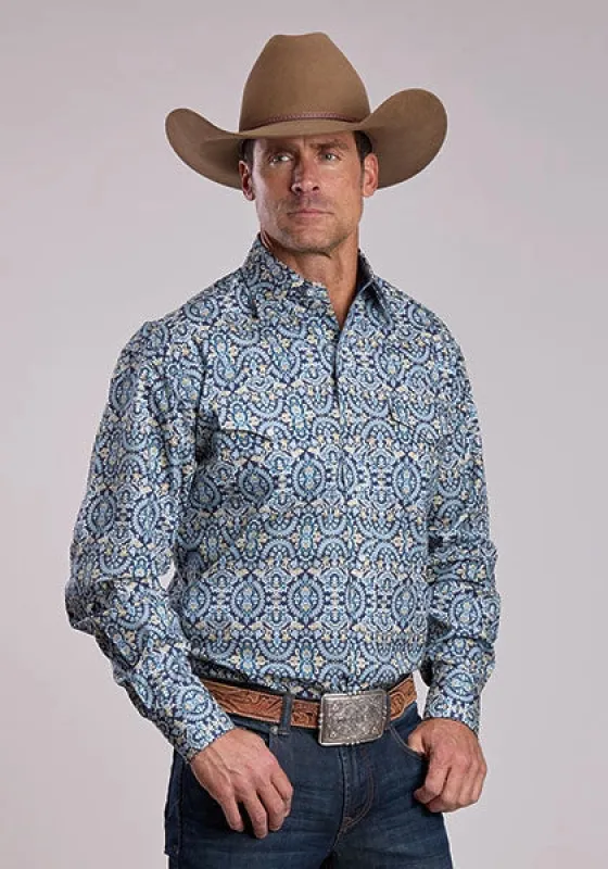 Stetson 2874 Paisley Medallion (Blue) - Men's Western Shirt made by Stetson