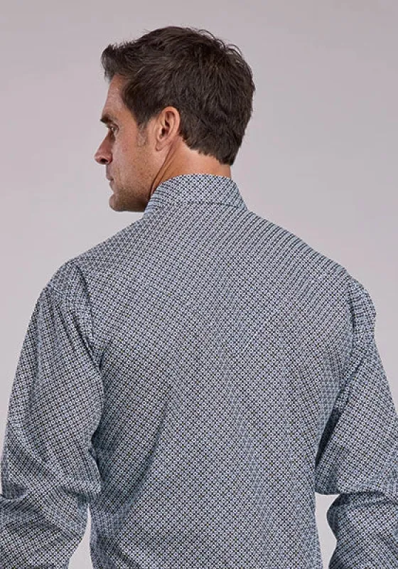 Stetson 2873 Navy Geo (Blue) - Men's Western Shirt made by Stetson