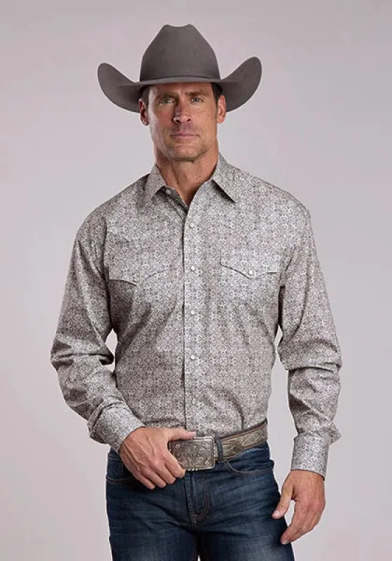 Stetson 2871 Paisley Medallions (Grey) - Men's Western Shirt made by Stetson