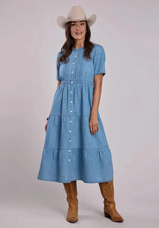 Stetson 3 Tiered Denim (Blue) - Women's Dress made by Stetson