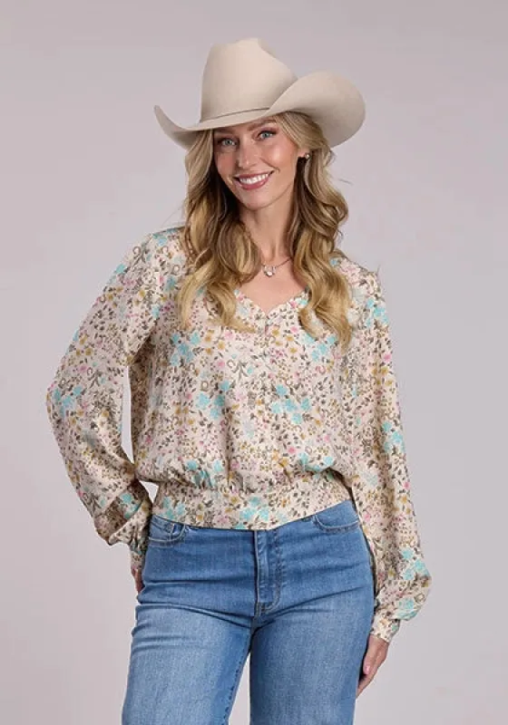 Stetson 2914 Prairie Floral (Cream) - Women's Blouse made by Stetson