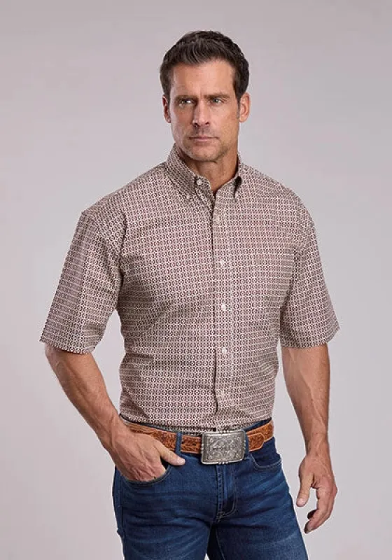 Stetson 2872 Diamond Geo (Red) - Men's Short Sleeve Shirt made by Stetson