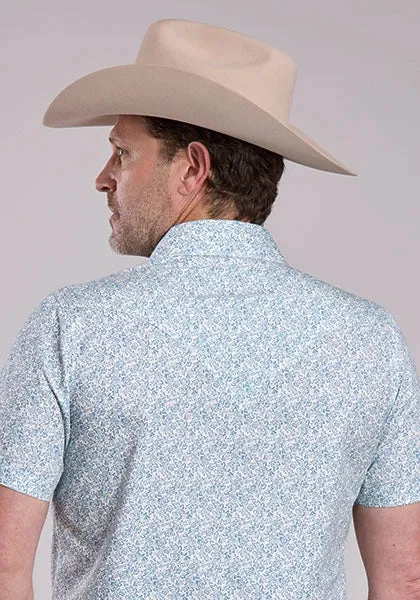 Stetson 3004 Victorian Floral (Blue) - Men's Short Sleeve Shirt sold by Hat Country product image thumbnail 3