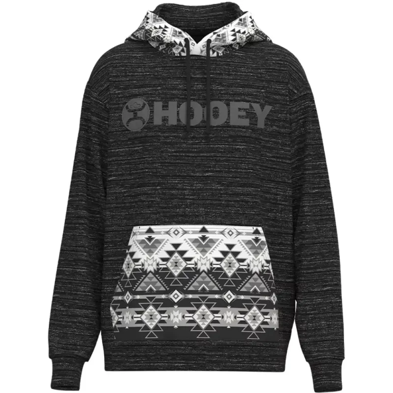 HOOey "Lock-Up" (Black/Grey/White Aztec) - Men's Hoodie Sweatshirt (Closeout) made by Hat Country