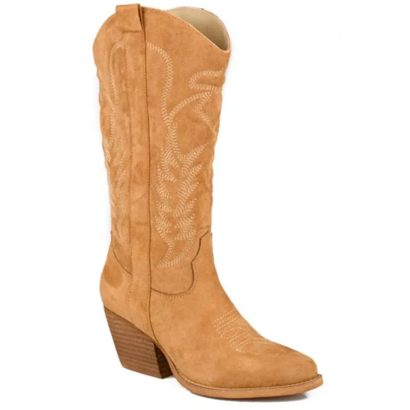 Roper Tillie (Tan) - Women's Suede Cowgirl Boot made by Roper
