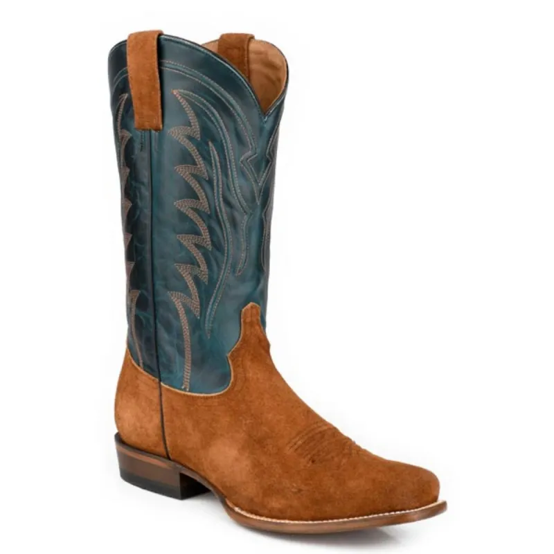 Stetson Tobias (Blue) - Men's Suede Cowboy Boot made by Stetson