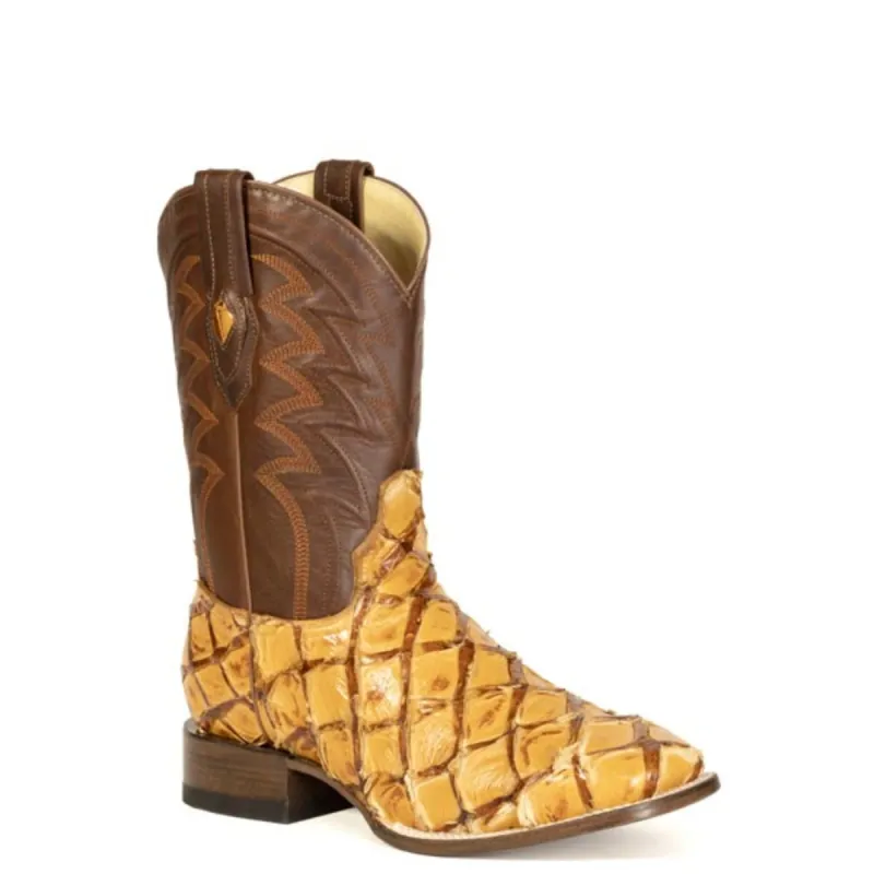 Stetson Pirarucu (Rust) - Men's Fish Skin Cowboy Boot made by Stetson
