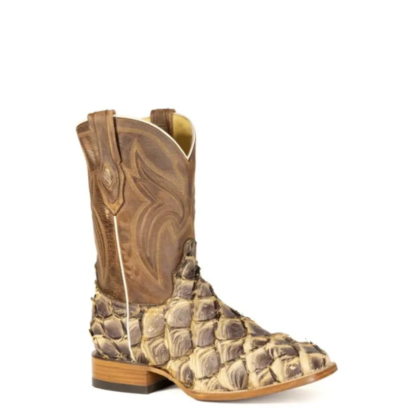 Stetson Pirarucu (Tan) - Men's Fish Skin Cowboy Boot made by Stetson
