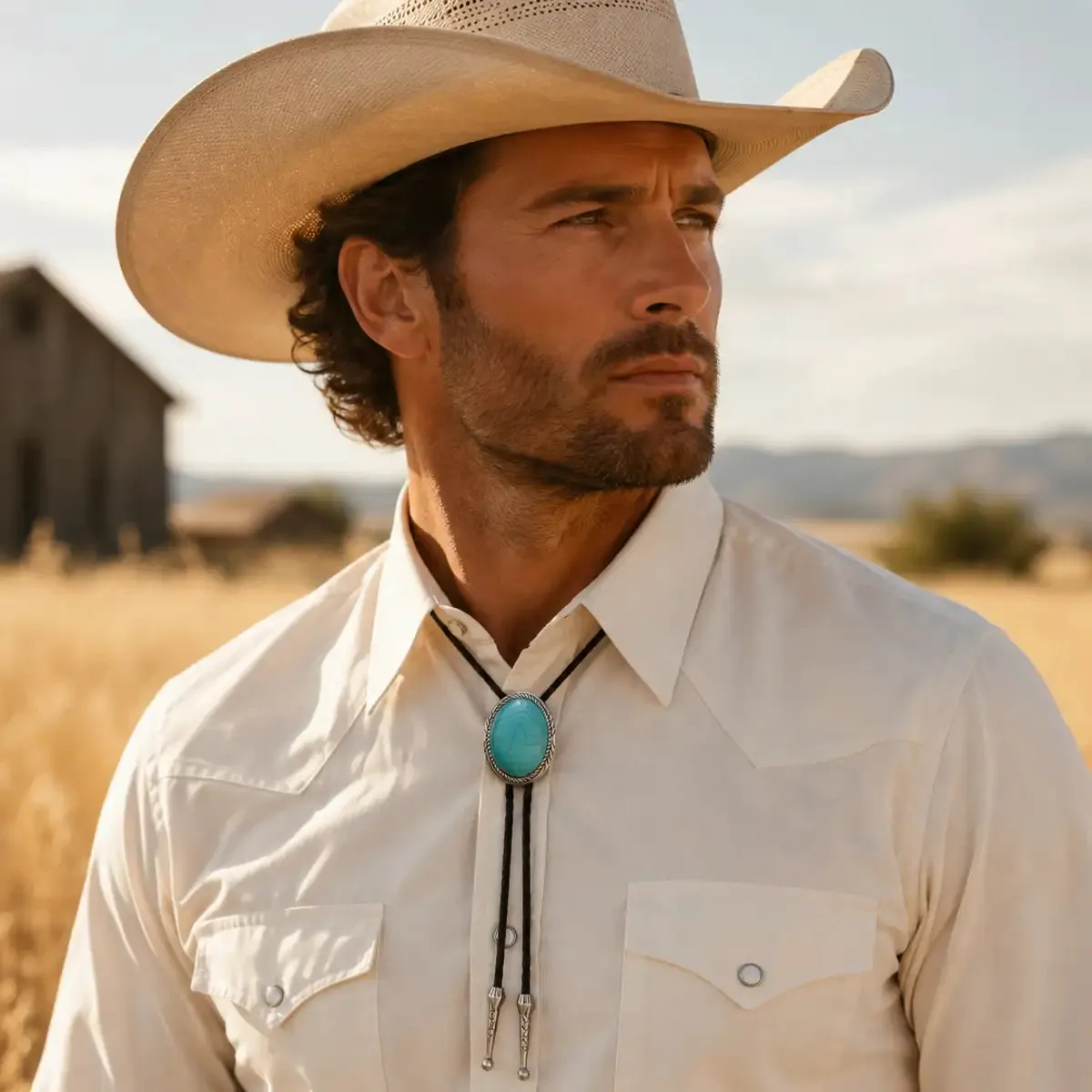 Deadwood Frontier Oval (Turquoise) - Bolo Tie sold by Hat Country product image thumbnail 2