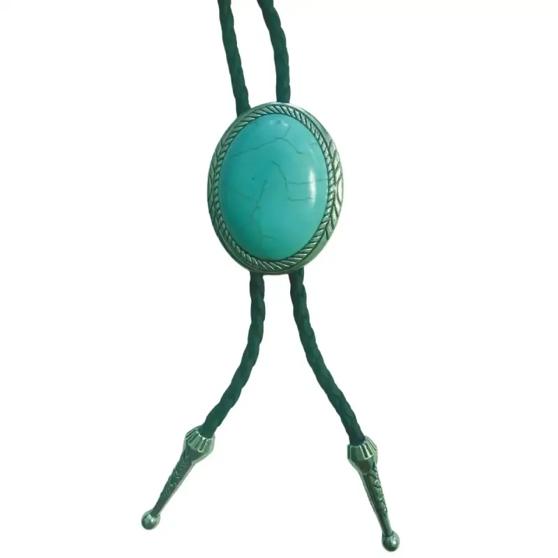 Deadwood Frontier Oval (Turquoise) - Bolo Tie made by Hat Country