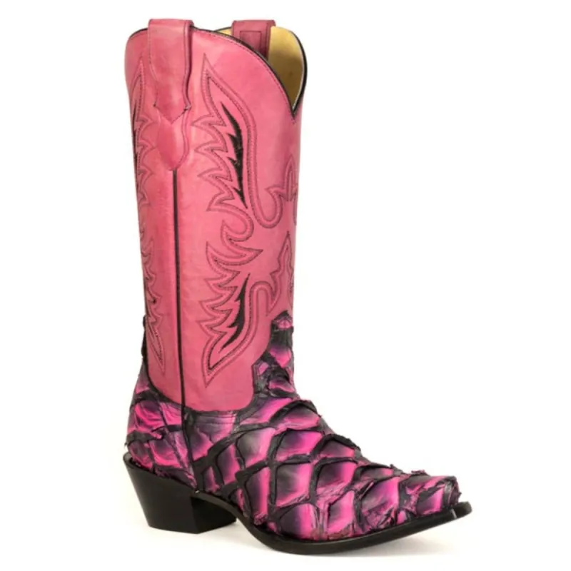 Stetson Pirarucu (Pink) - Women's Fish Skin Cowboy Boot made by Stetson