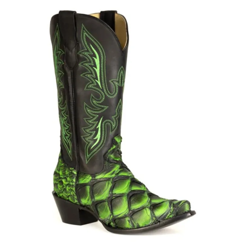 Stetson Pirarucu (Green) - Women's Fish Skin Cowboy Boot made by Stetson